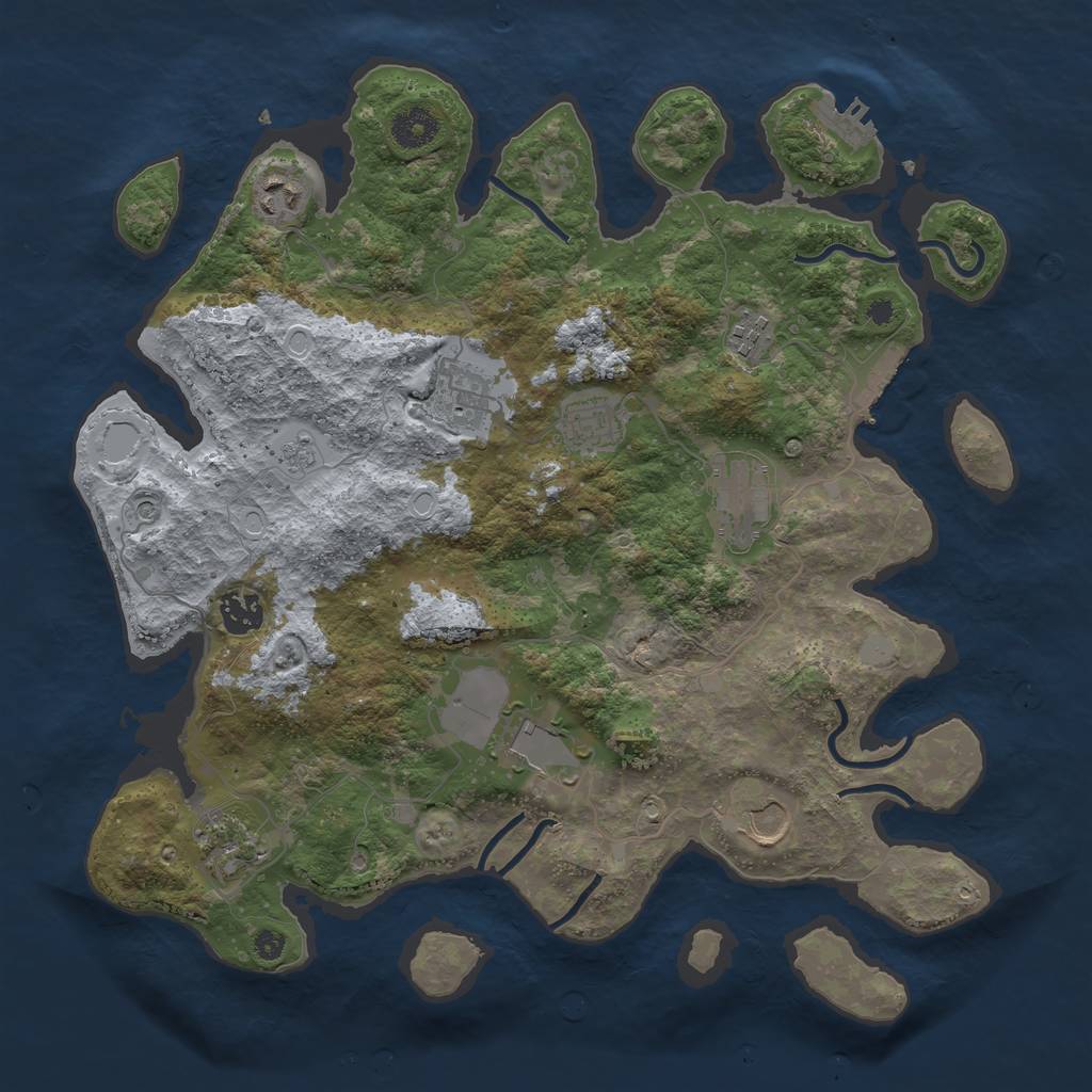 Rust Map: Procedural Map, Size: 3725, Seed: 1233703020, 18 Monuments