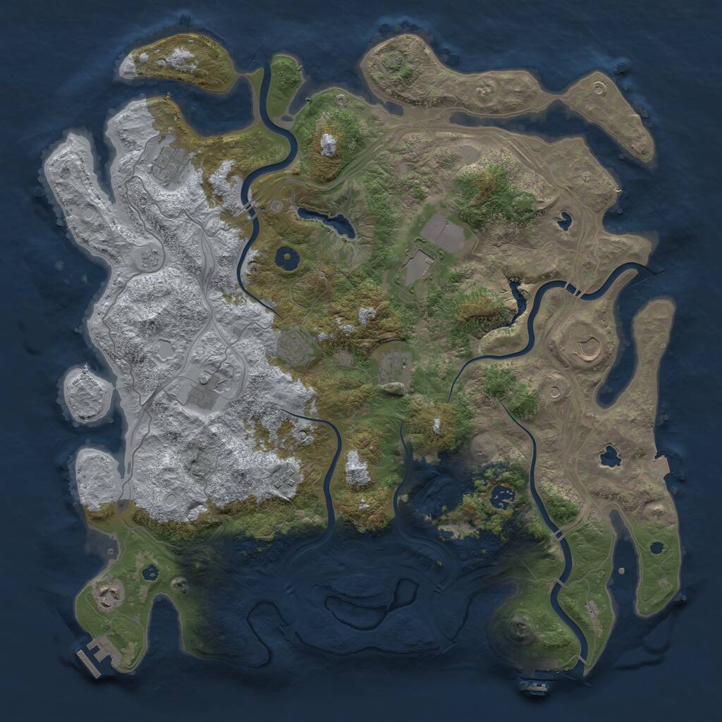 Rust Map: Procedural Map, Size: 4500, Seed: 1280099398, 15 Monuments