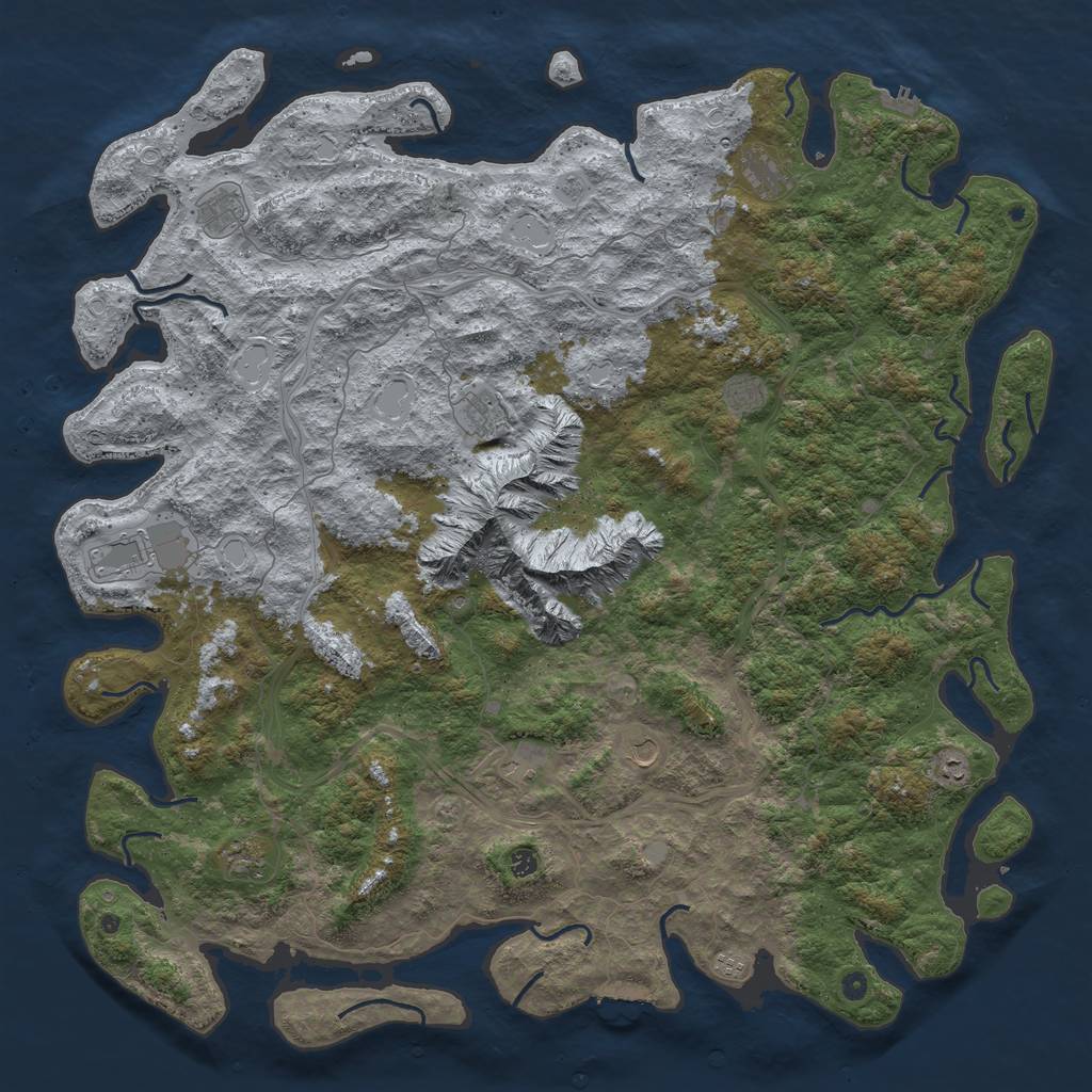 Rust Map: Procedural Map, Size: 6000, Seed: 39175, 20 Monuments
