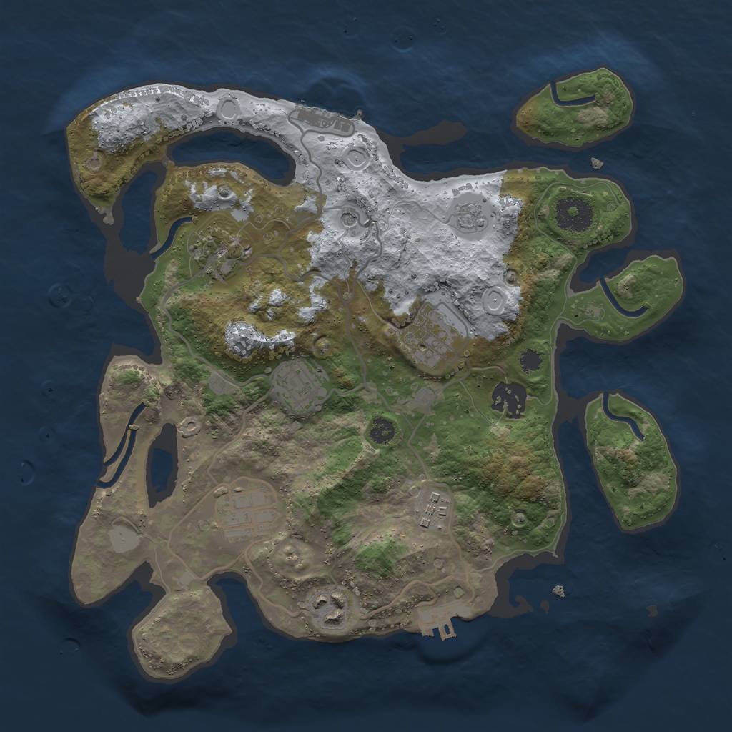 Rust Map: Procedural Map, Size: 3000, Seed: 18736, 16 Monuments