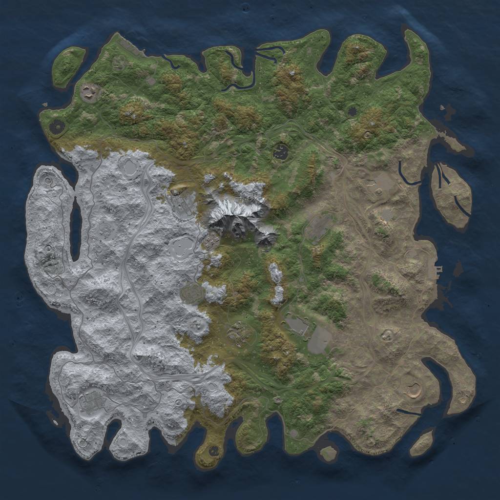 Rust Map: Procedural Map, Size: 5000, Seed: 39451675, 20 Monuments