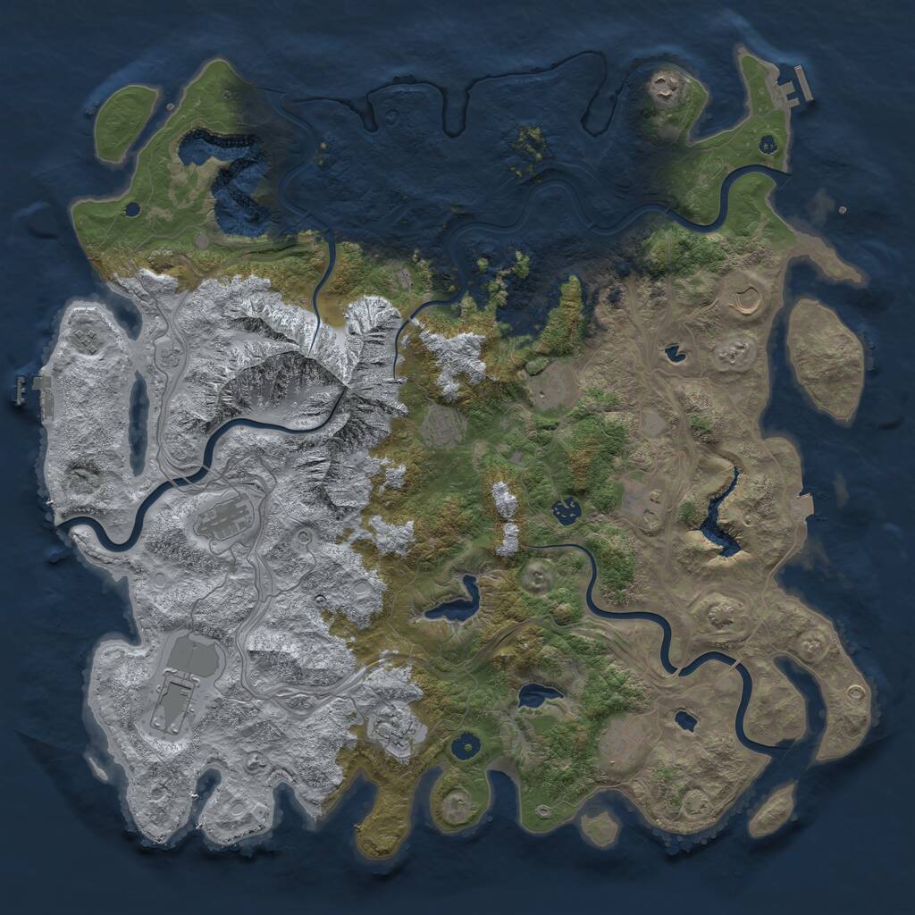 Rust Map: Procedural Map, Size: 5000, Seed: 39451675, 17 Monuments