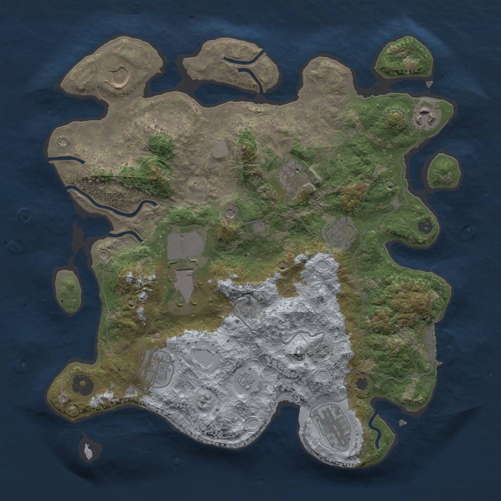 Rust Map: Procedural Map, Size: 3500, Seed: 730582632, 16 Monuments