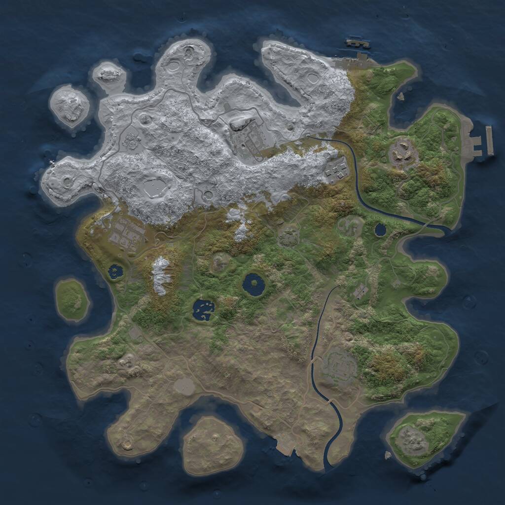 Rust Map: Procedural Map, Size: 3450, Seed: 32699091, 12 Monuments