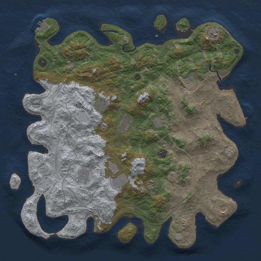 Rust Map: Procedural Map, Size: 4500, Seed: 779933115, 20 Monuments