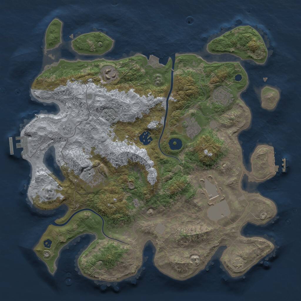 Rust Map: Procedural Map, Size: 3500, Seed: 936732305, 12 Monuments