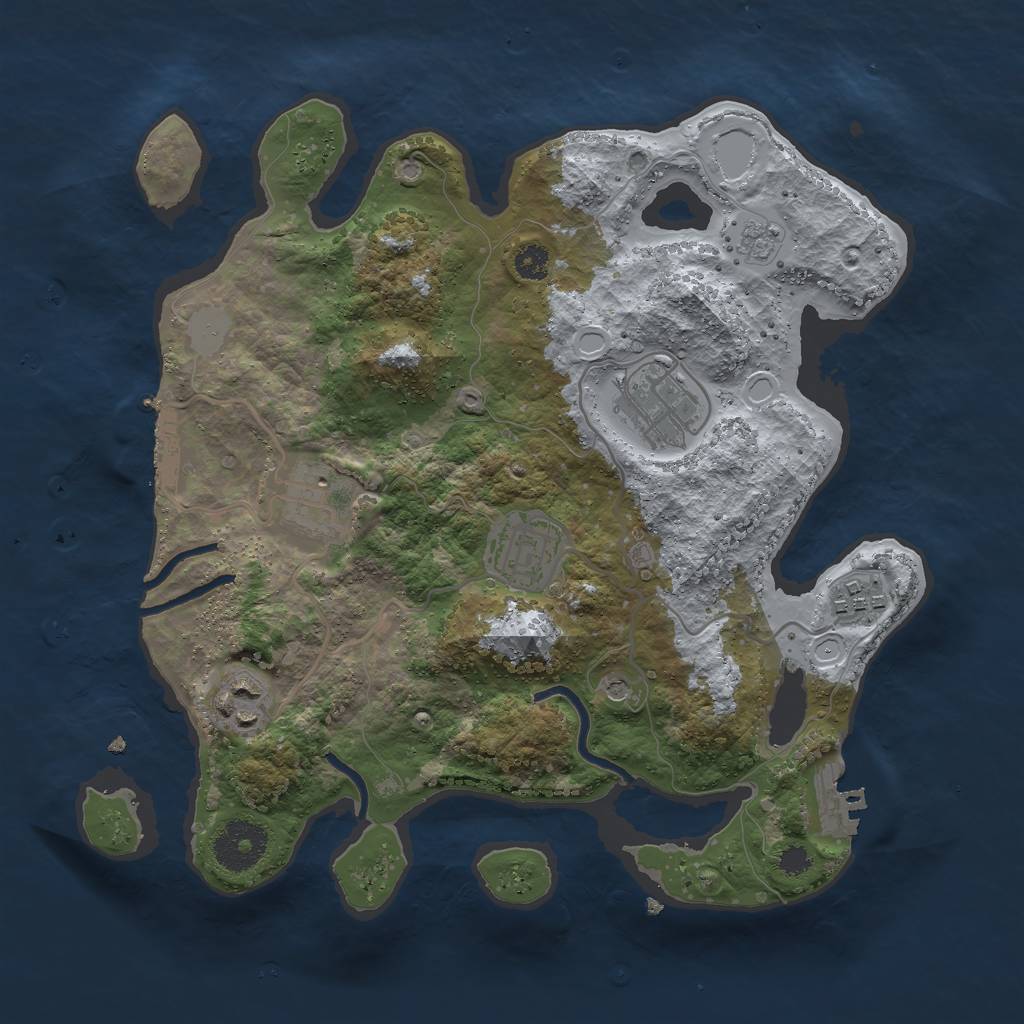 Rust Map: Procedural Map, Size: 3000, Seed: 406350272, 14 Monuments