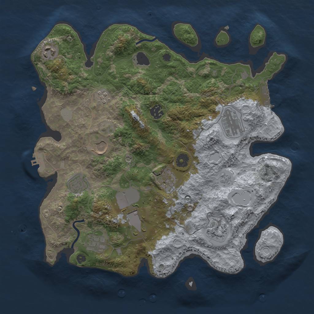 Rust Map: Procedural Map, Size: 3500, Seed: 1990849222, 19 Monuments