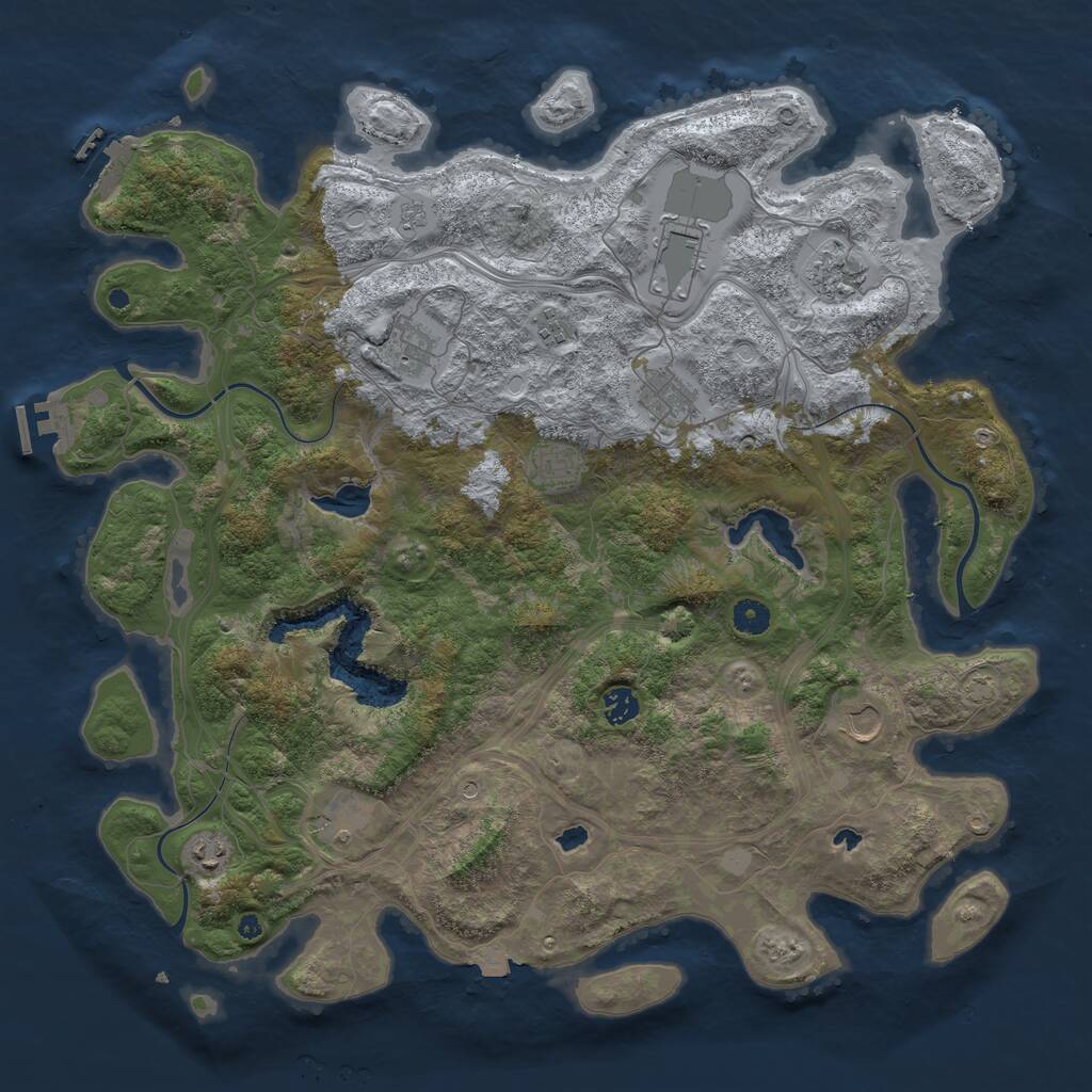 Rust Map: Procedural Map, Size: 4500, Seed: 1392989762, 16 Monuments