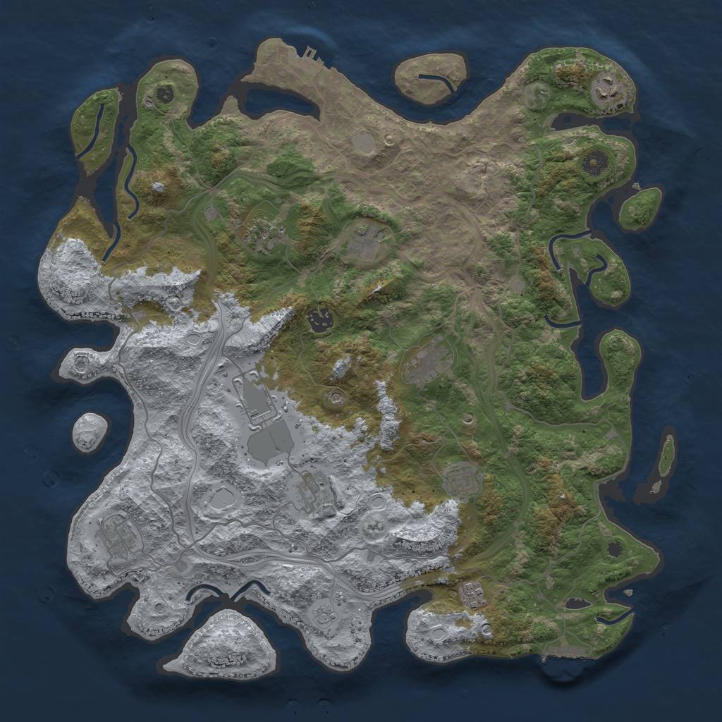 Rust Map: Procedural Map, Size: 4250, Seed: 117007, 19 Monuments