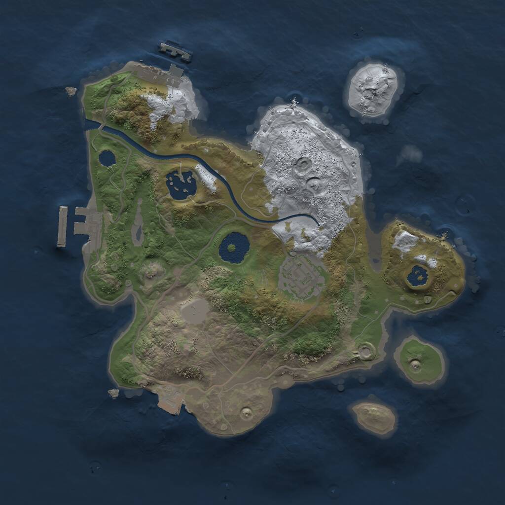 Rust Map: Procedural Map, Size: 2500, Seed: 29069, 5 Monuments