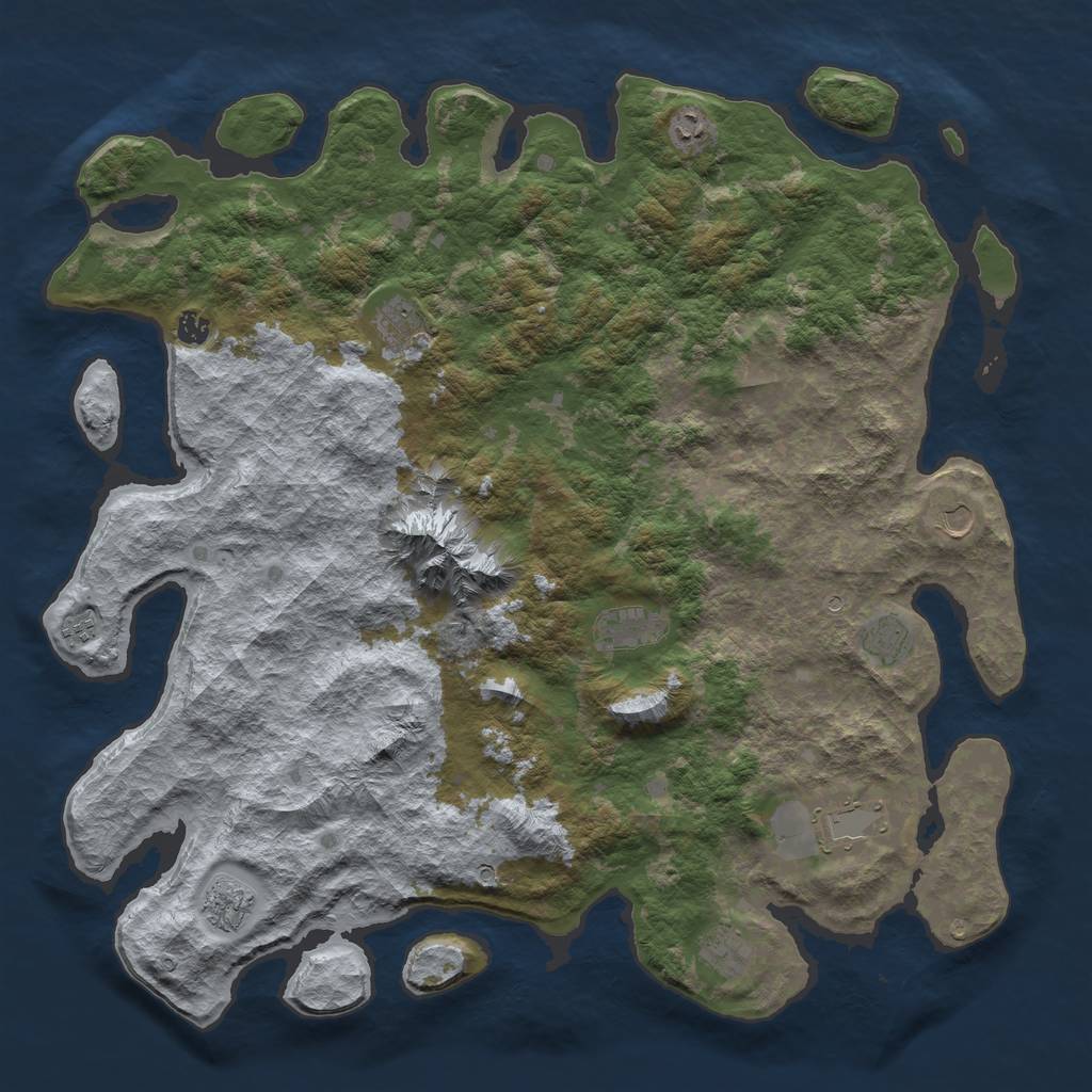 Rust Map: Barren, Size: 5000, Seed: 36716179, 13 Monuments