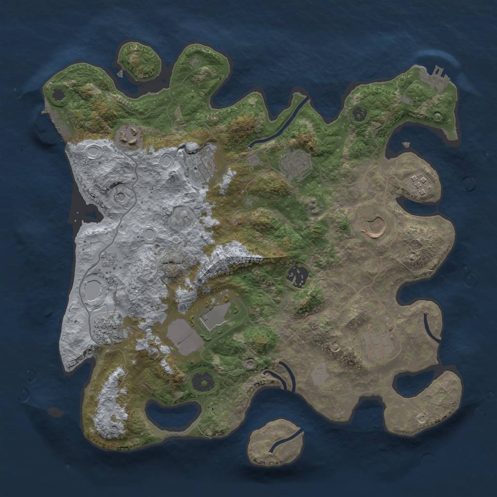 Rust Map: Procedural Map, Size: 3500, Seed: 1534138203, 18 Monuments