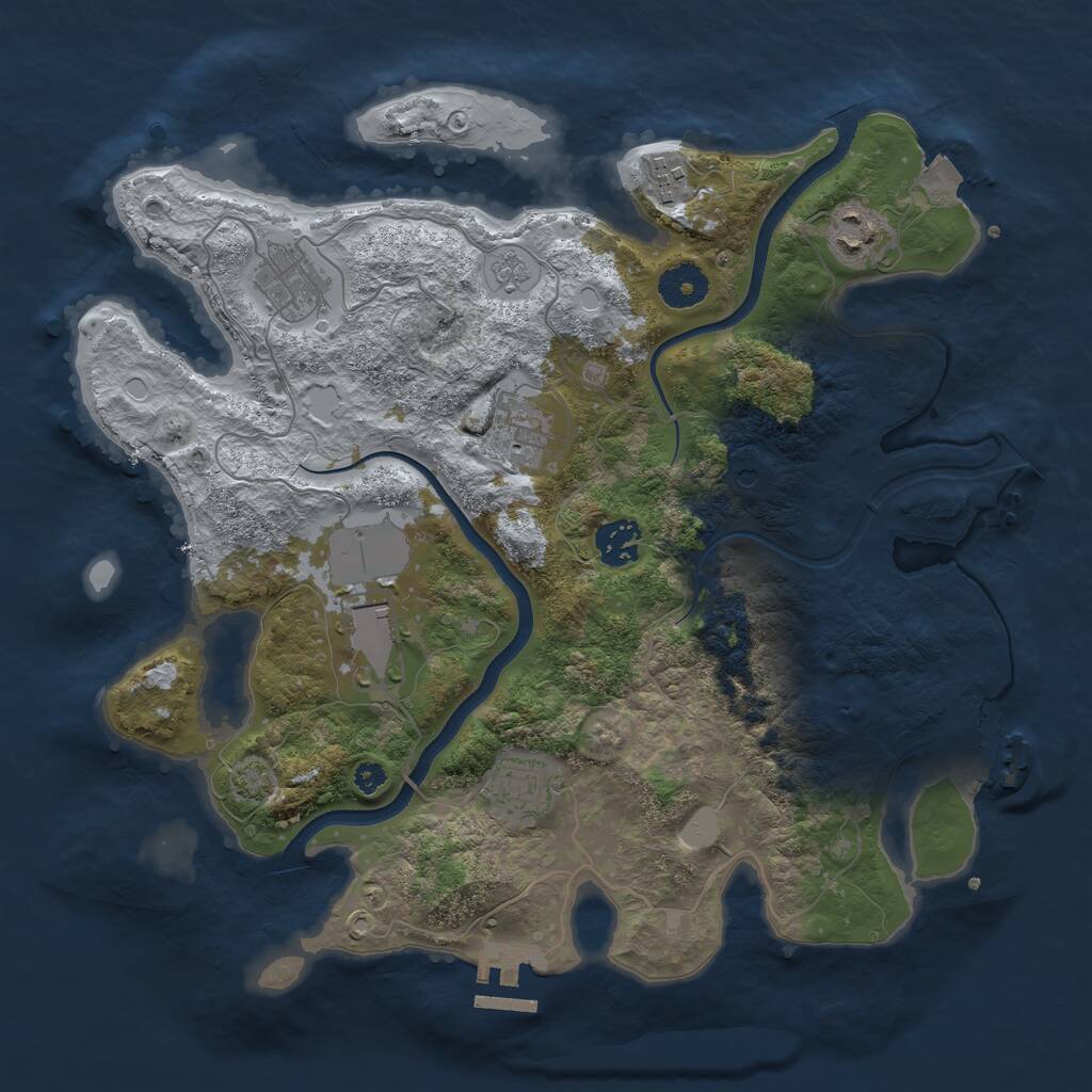 Rust Map: Procedural Map, Size: 3500, Seed: 421081569, 13 Monuments