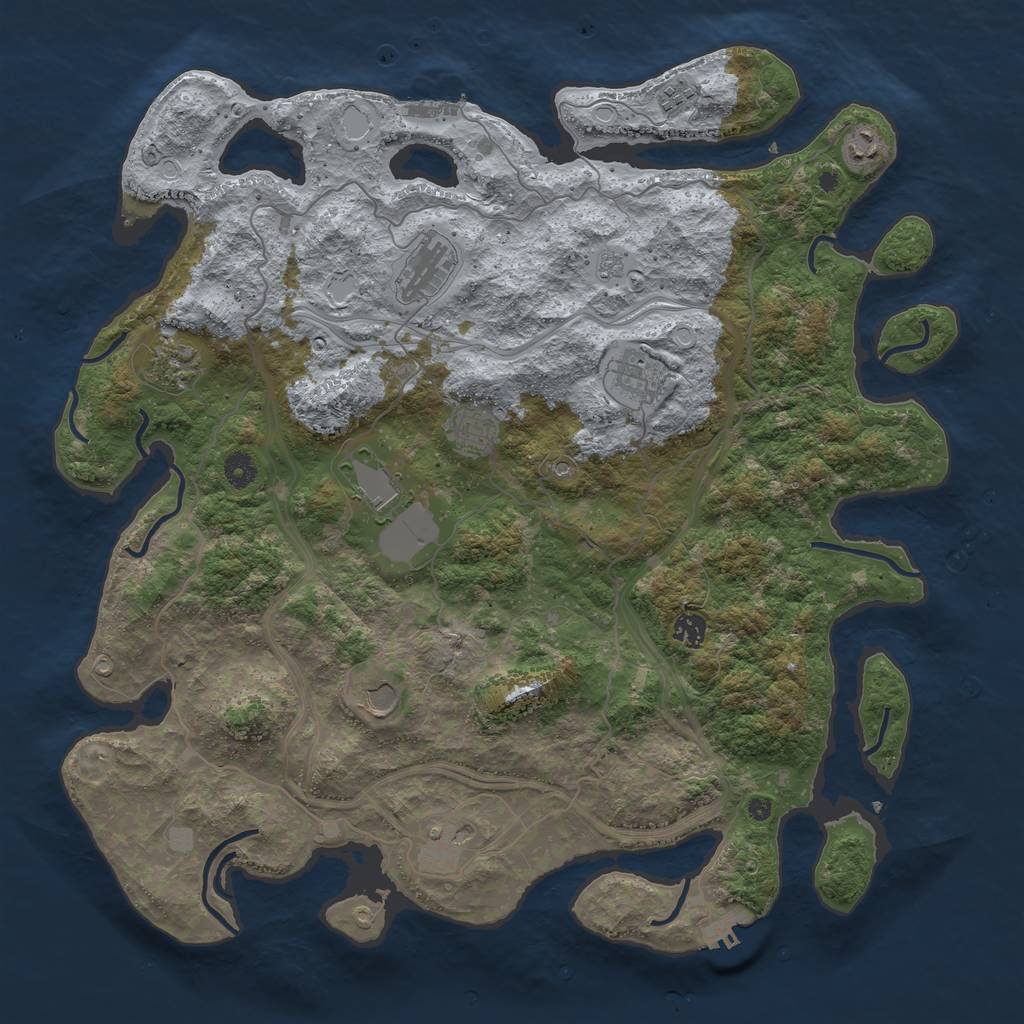 Rust Map: Procedural Map, Size: 4500, Seed: 1143483666, 19 Monuments