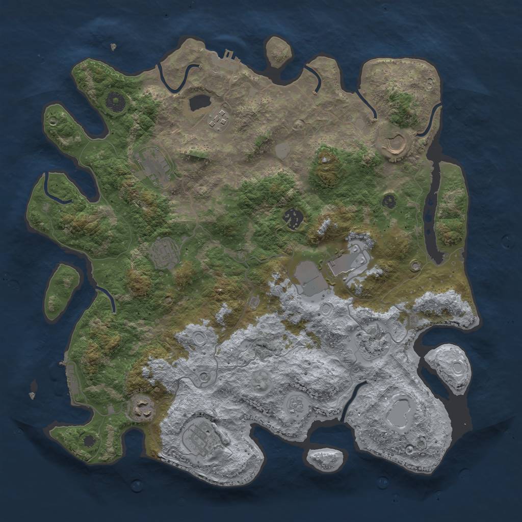 Rust Map: Procedural Map, Size: 3900, Seed: 1832465, 18 Monuments