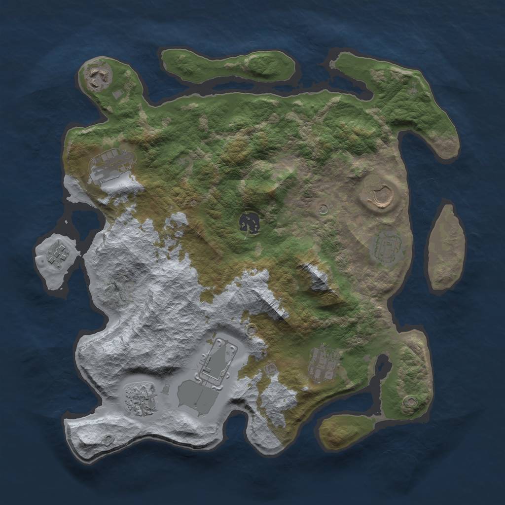 Rust Map: Barren, Size: 3500, Seed: 188924, 12 Monuments