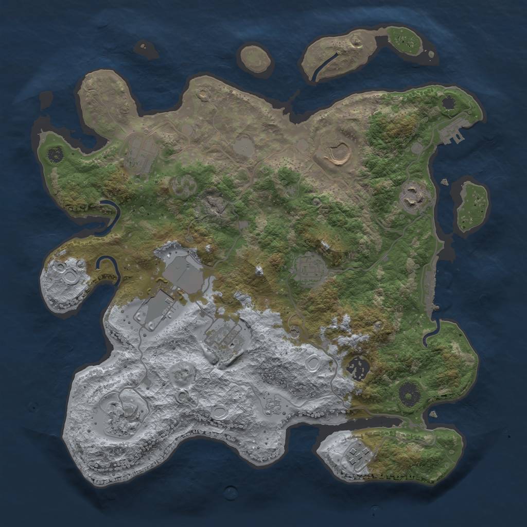 Rust Map: Procedural Map, Size: 3500, Seed: 1926957459, 18 Monuments