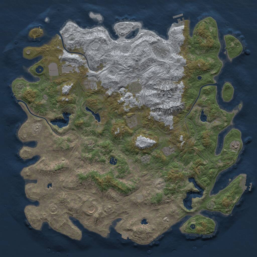 Rust Map: Procedural Map, Size: 5000, Seed: 4554546, 17 Monuments