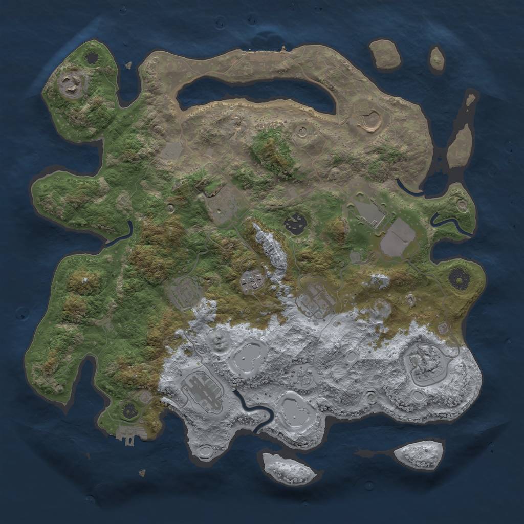 Rust Map: Procedural Map, Size: 3700, Seed: 1269937368, 19 Monuments