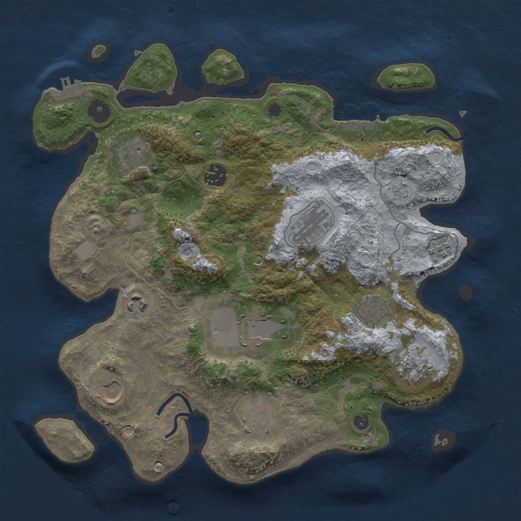 Rust Map: Procedural Map, Size: 3500, Seed: 29328837, 19 Monuments