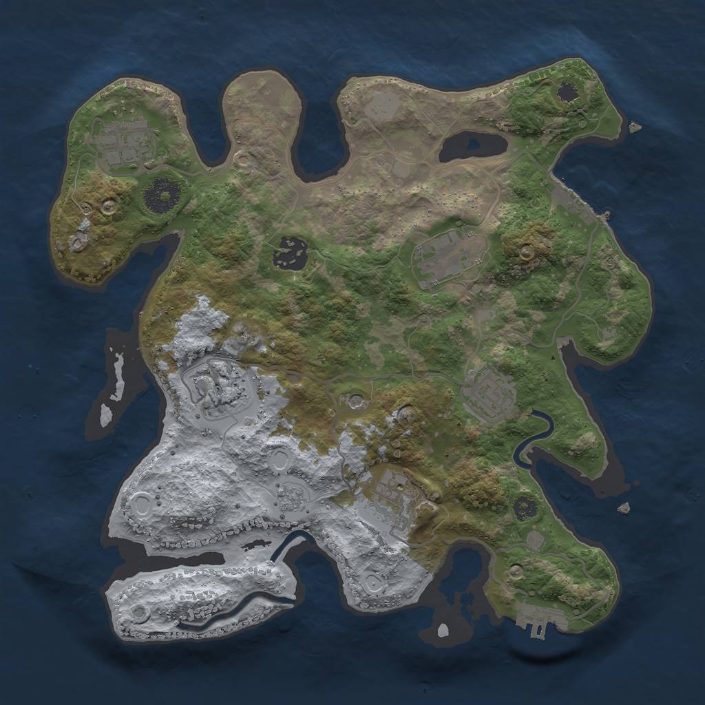 Rust Map: Procedural Map, Size: 3000, Seed: 897877630, 15 Monuments