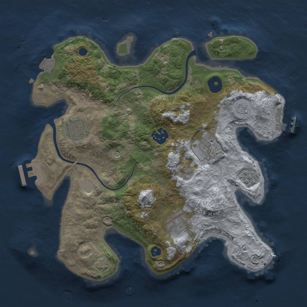 Rust Map: Procedural Map, Size: 3000, Seed: 854079, 11 Monuments
