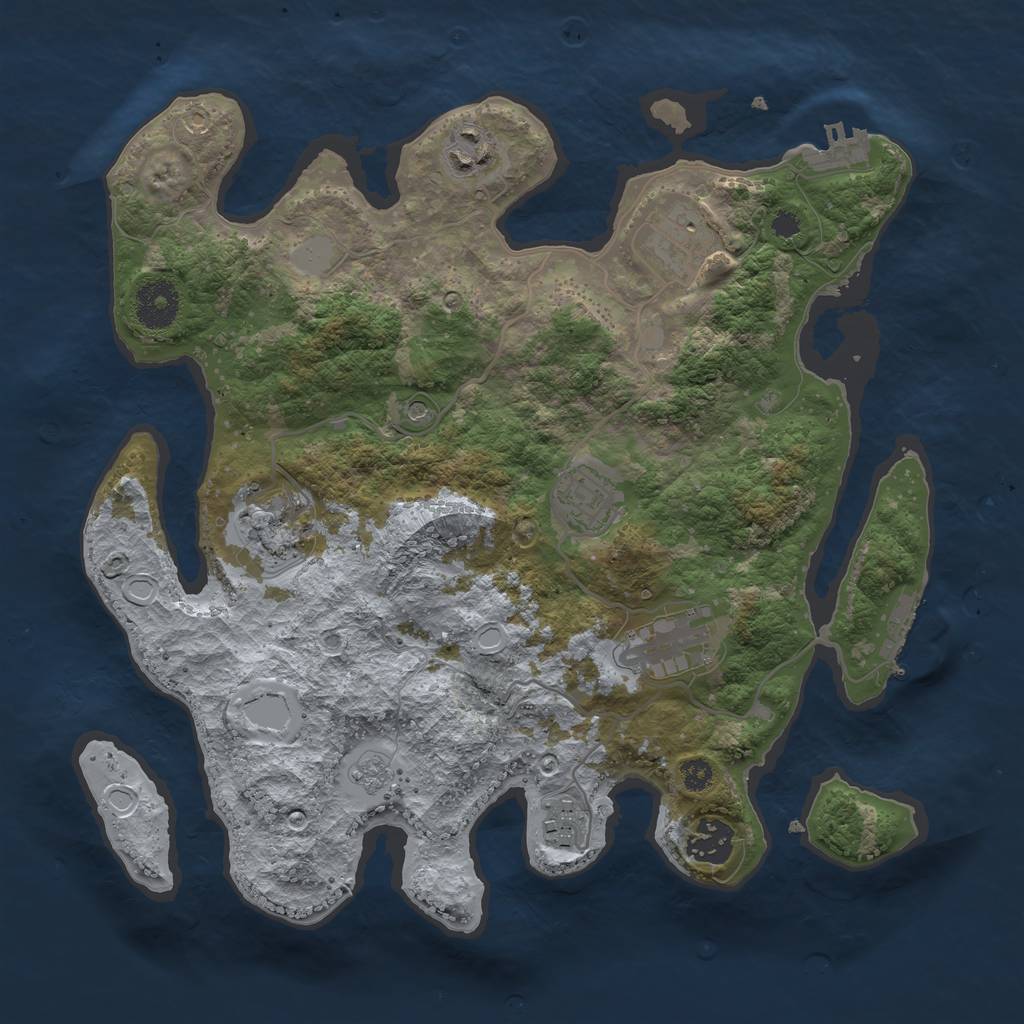 Rust Map: Procedural Map, Size: 3300, Seed: 3, 16 Monuments
