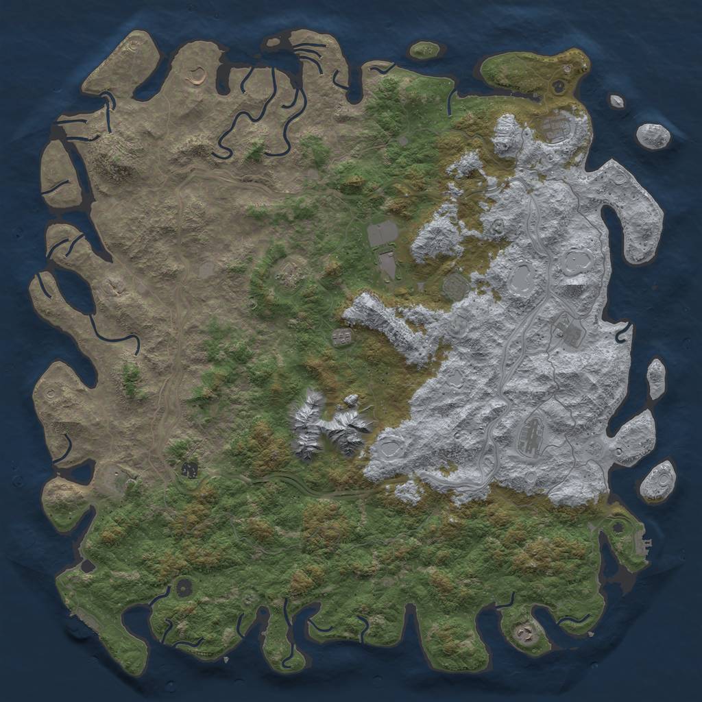 Rust Map: Procedural Map, Size: 6000, Seed: 1024, 20 Monuments