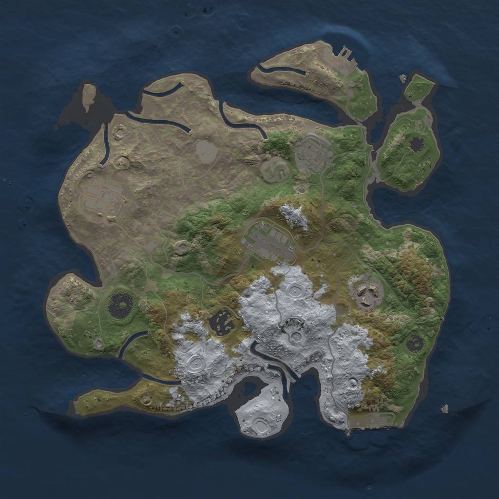 Rust Map: Procedural Map, Size: 3000, Seed: 673253854, 13 Monuments