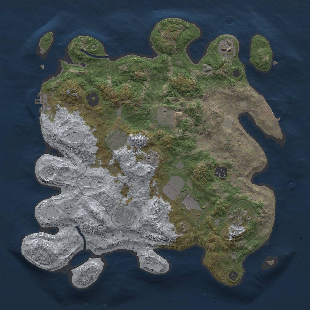 Rust Map: Procedural Map, Size: 3500, Seed: 27020800, 17 Monuments