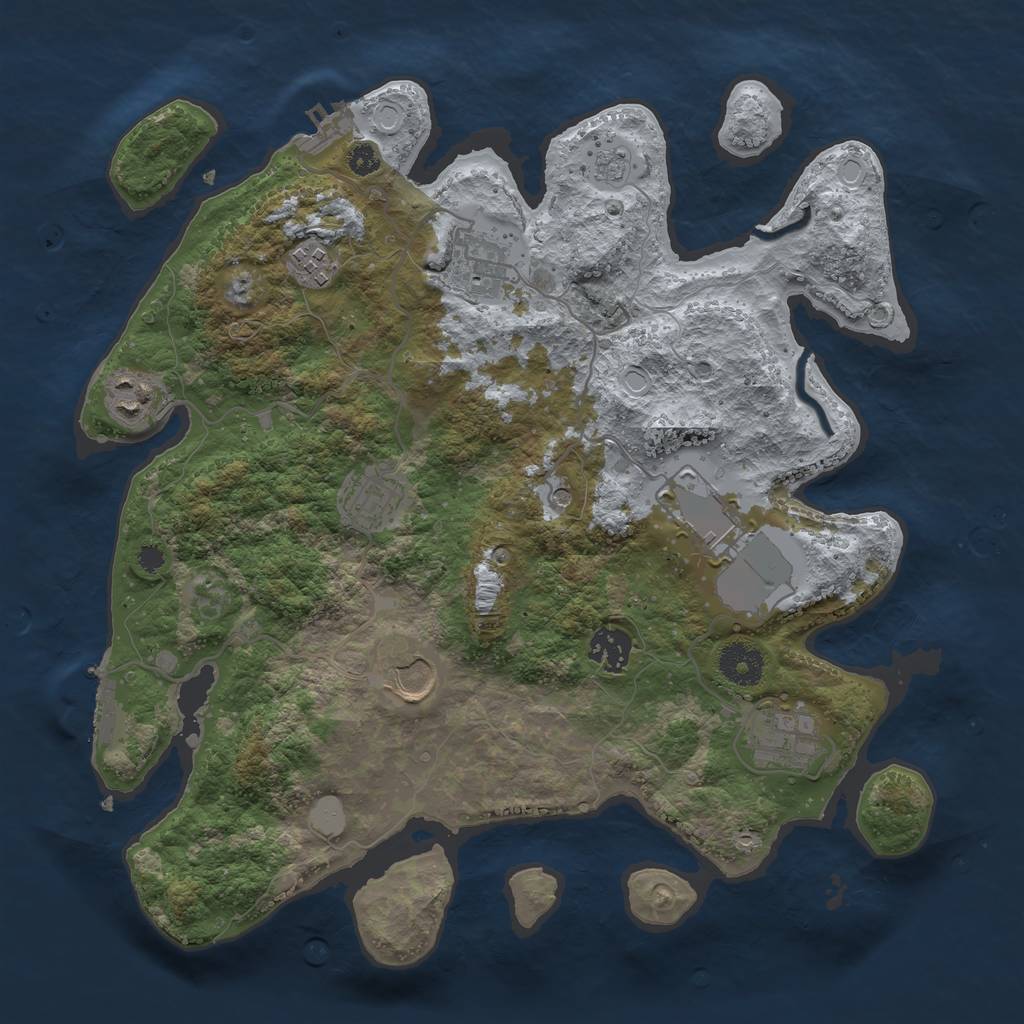 Rust Map: Procedural Map, Size: 3500, Seed: 289808945, 17 Monuments