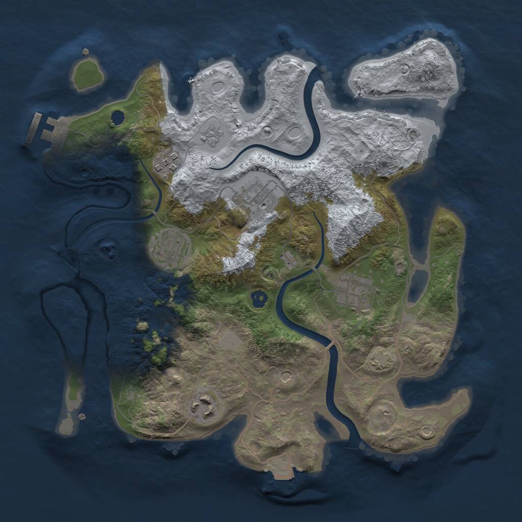Rust Map: Procedural Map, Size: 3000, Seed: 684578, 10 Monuments