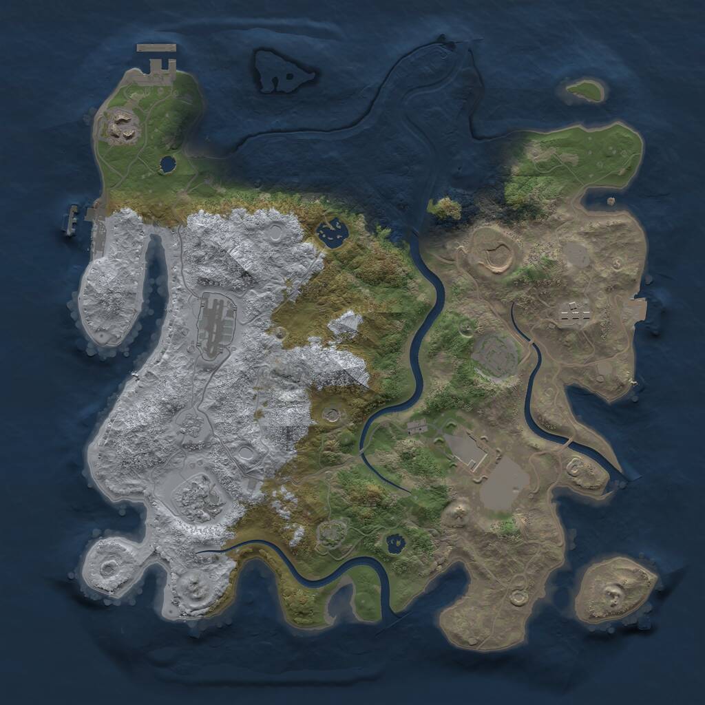 Rust Map: Procedural Map, Size: 3611, Seed: 1969, 14 Monuments