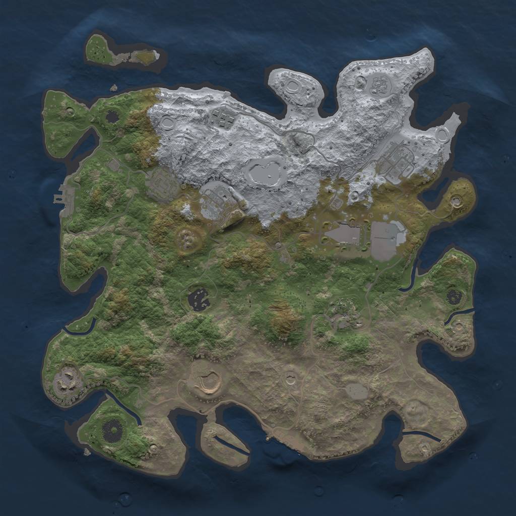 Rust Map: Procedural Map, Size: 3500, Seed: 43058302, 18 Monuments