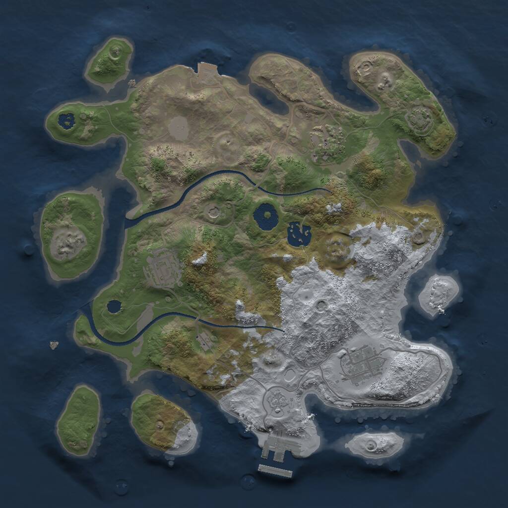 Rust Map: Procedural Map, Size: 3000, Seed: 2022091701, 9 Monuments