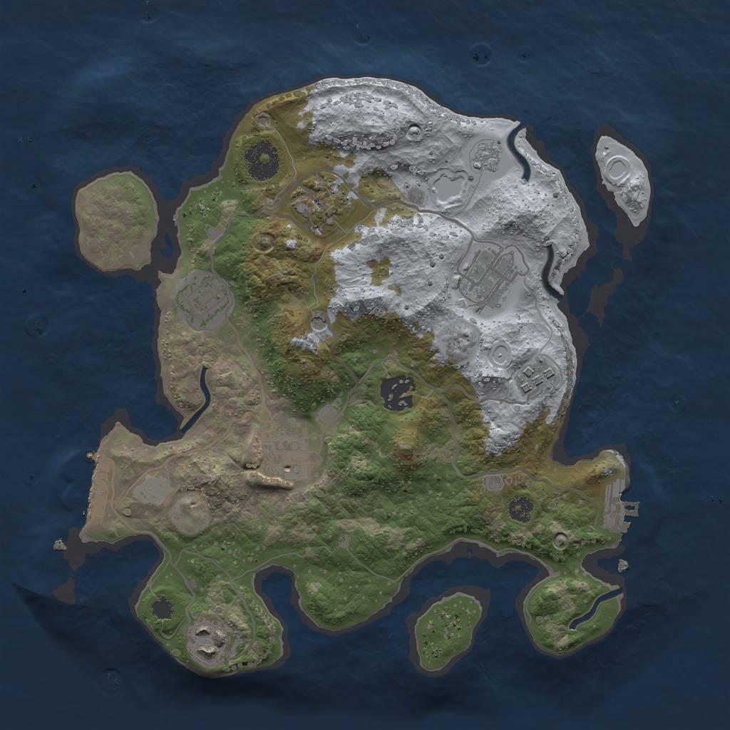 Rust Map: Procedural Map, Size: 3000, Seed: 147968396, 16 Monuments
