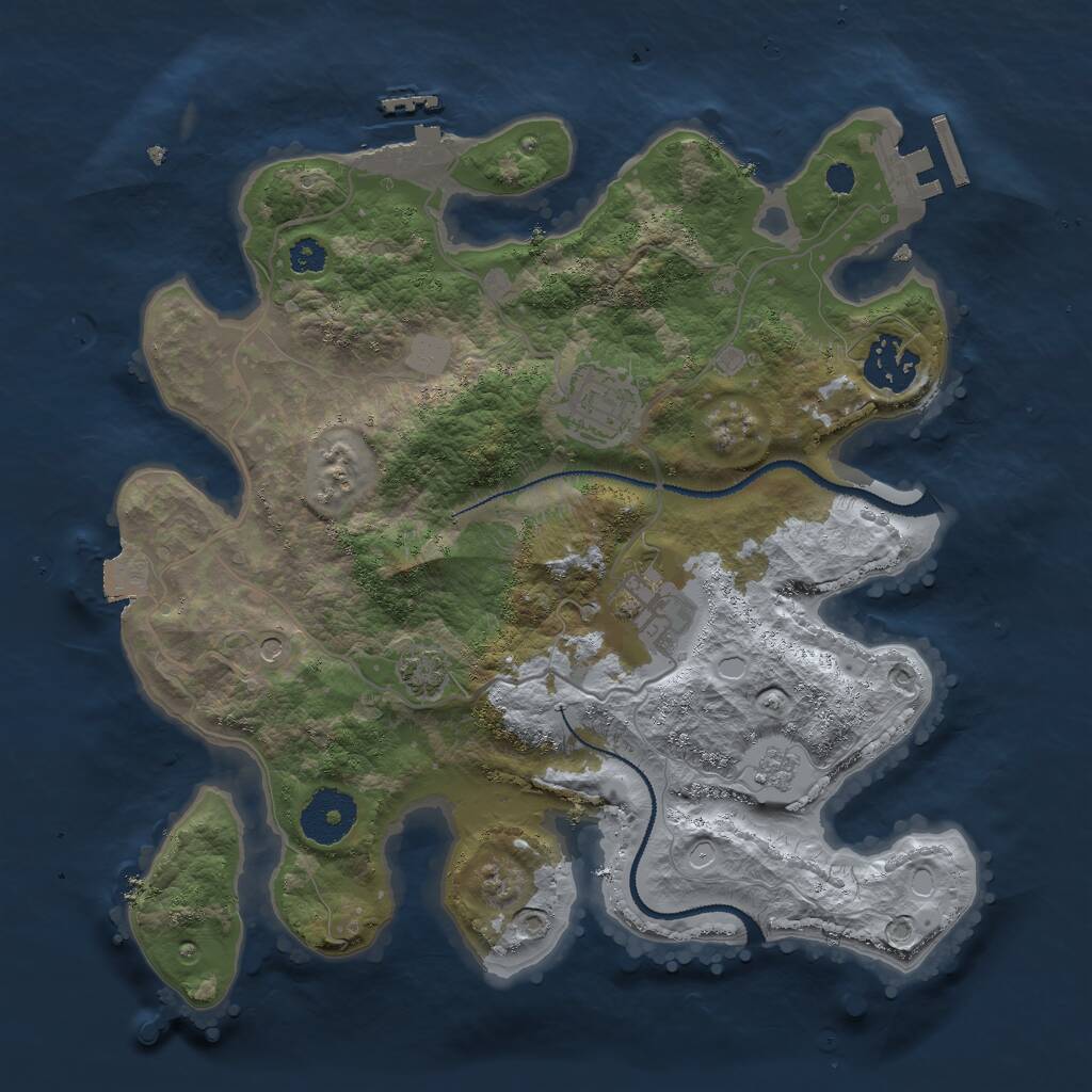 Rust Map: Procedural Map, Size: 3000, Seed: 15993, 9 Monuments