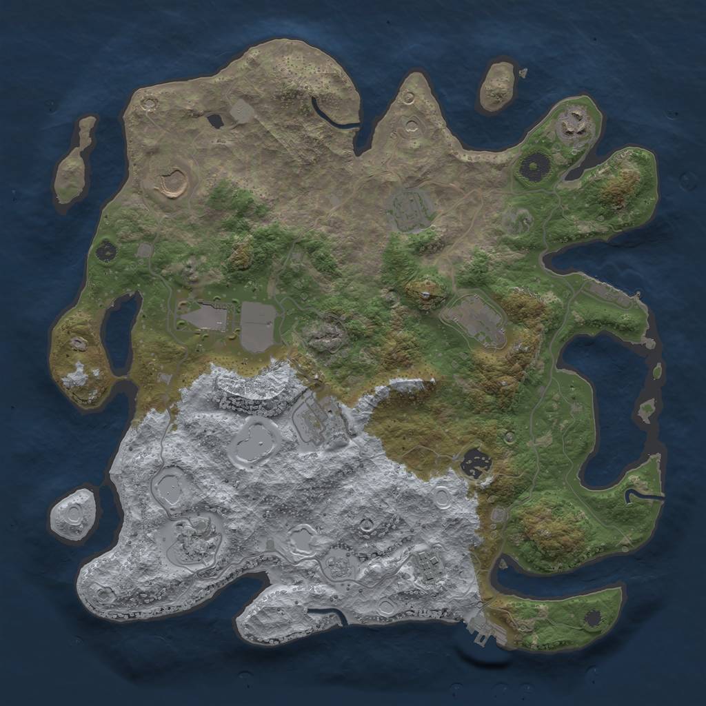 Rust Map: Procedural Map, Size: 3700, Seed: 1360274704, 18 Monuments