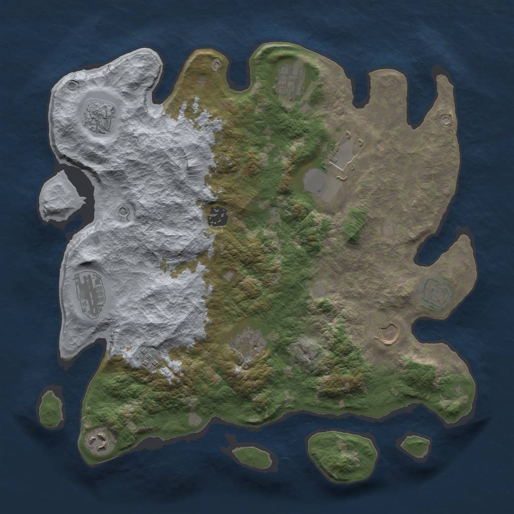 Rust Map: Barren, Size: 3700, Seed: 3687415, 13 Monuments