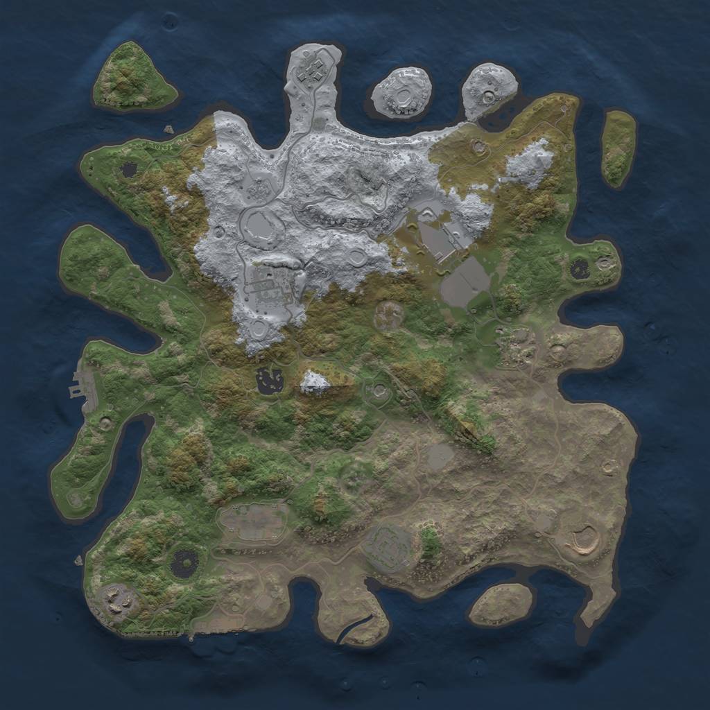 Rust Map: Procedural Map, Size: 3700, Seed: 1692858865, 18 Monuments