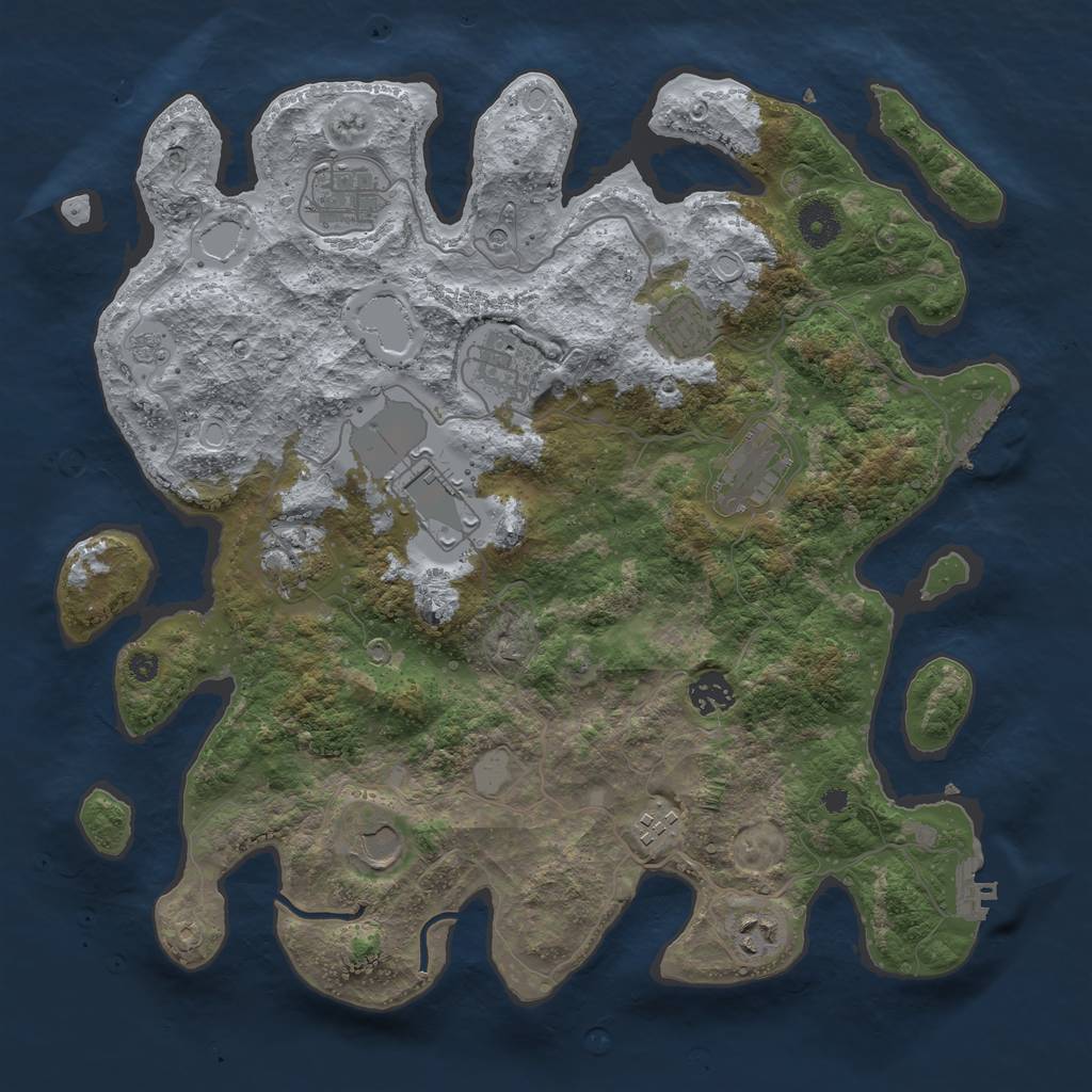 Rust Map: Procedural Map, Size: 3750, Seed: 28050, 19 Monuments