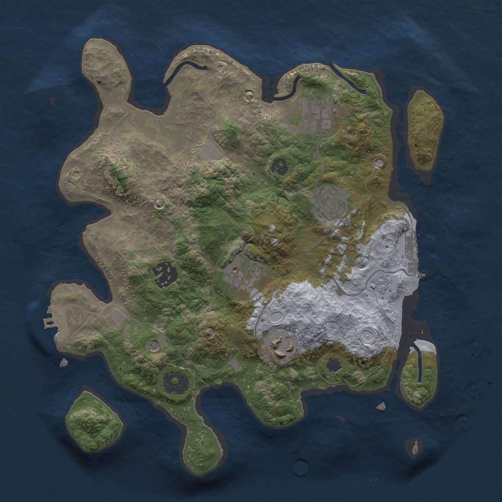 Rust Map: Procedural Map, Size: 3000, Seed: 1309630381, 14 Monuments