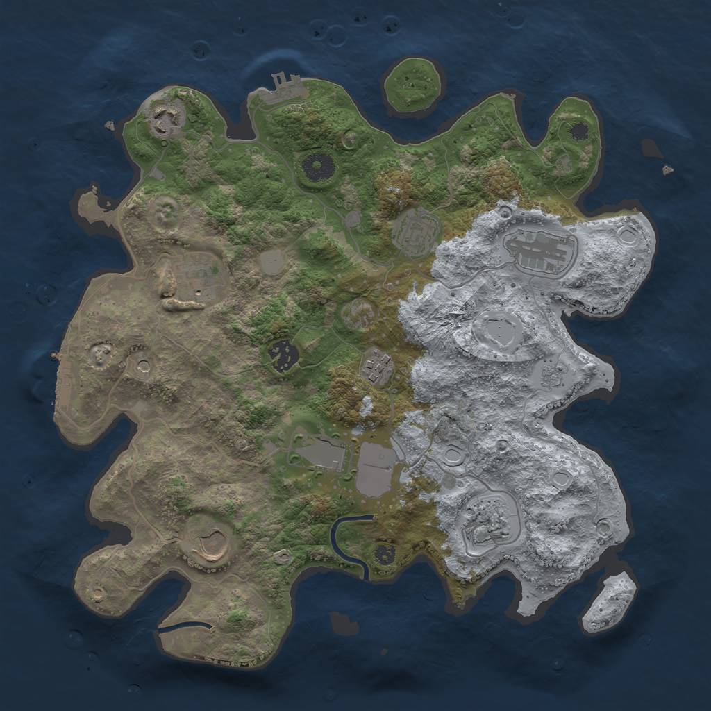 Rust Map: Procedural Map, Size: 3500, Seed: 8301840, 18 Monuments