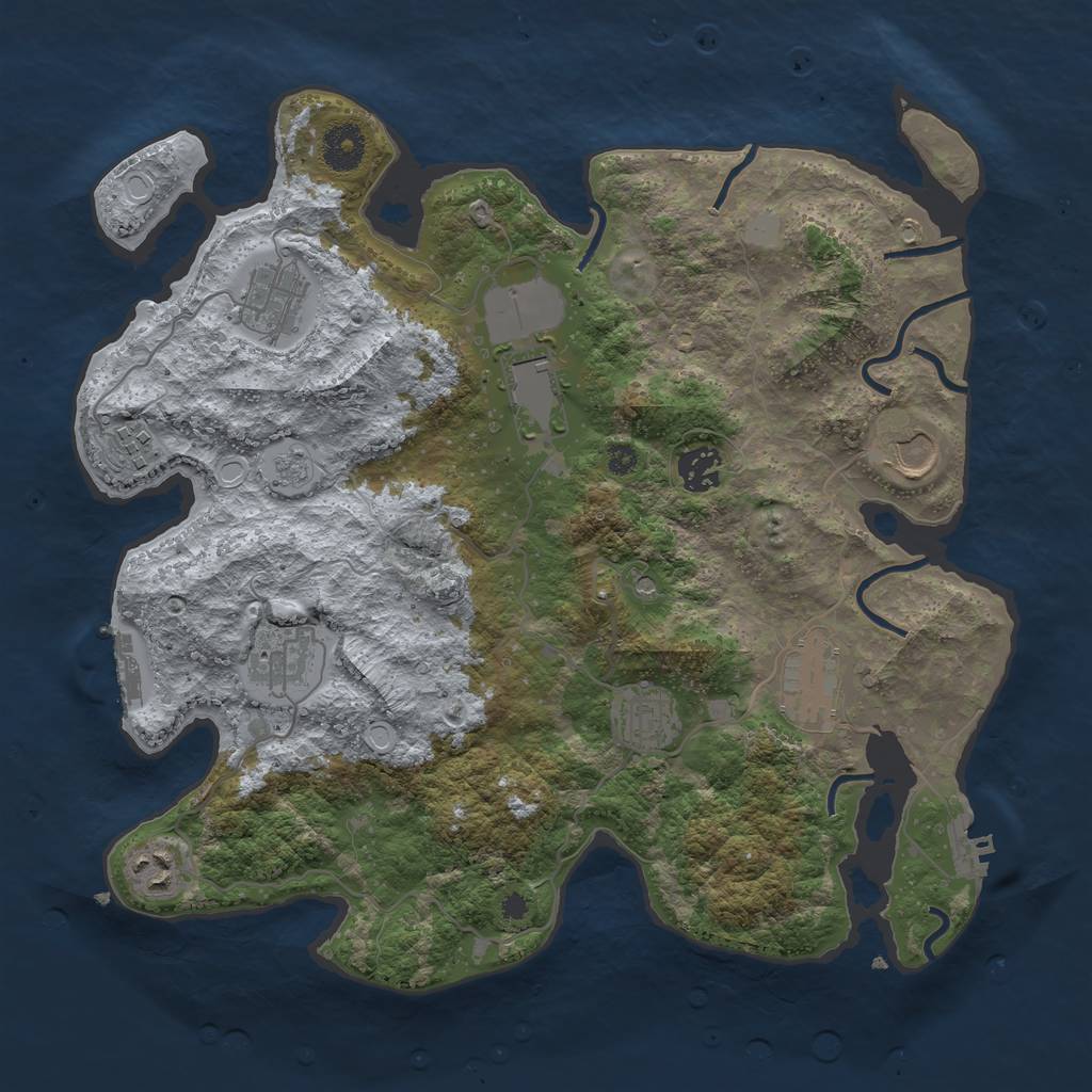 Rust Map: Procedural Map, Size: 3600, Seed: 1092323292, 18 Monuments