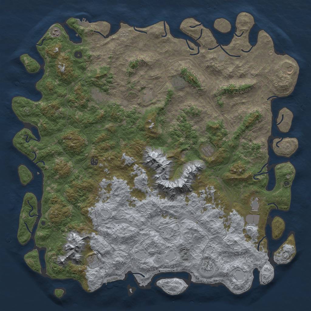 Rust Map: Procedural Map, Size: 6000, Seed: 33895, 20 Monuments