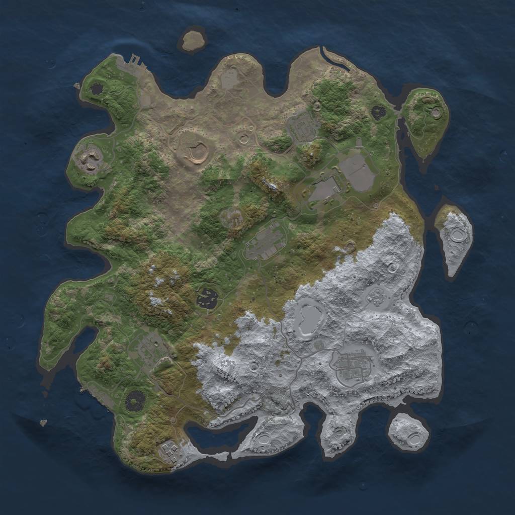 Rust Map: Procedural Map, Size: 3666, Seed: 13, 18 Monuments