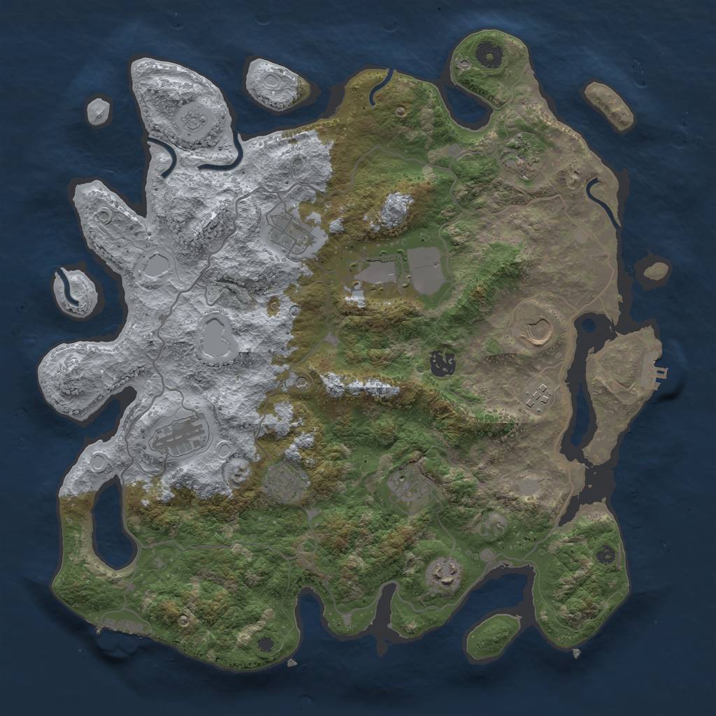 Rust Map: Procedural Map, Size: 4000, Seed: 487769545, 19 Monuments