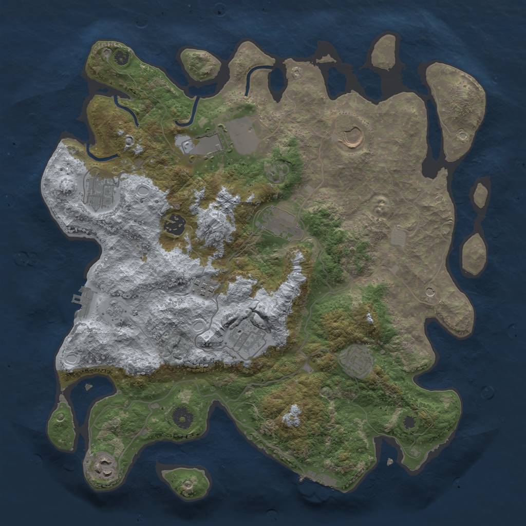 Rust Map: Procedural Map, Size: 3750, Seed: 46624764, 18 Monuments