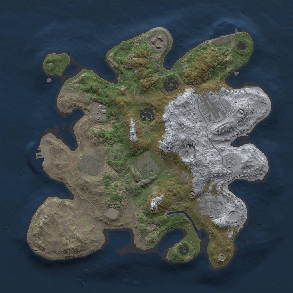 Rust Map: Procedural Map, Size: 3000, Seed: 2122933561, 16 Monuments
